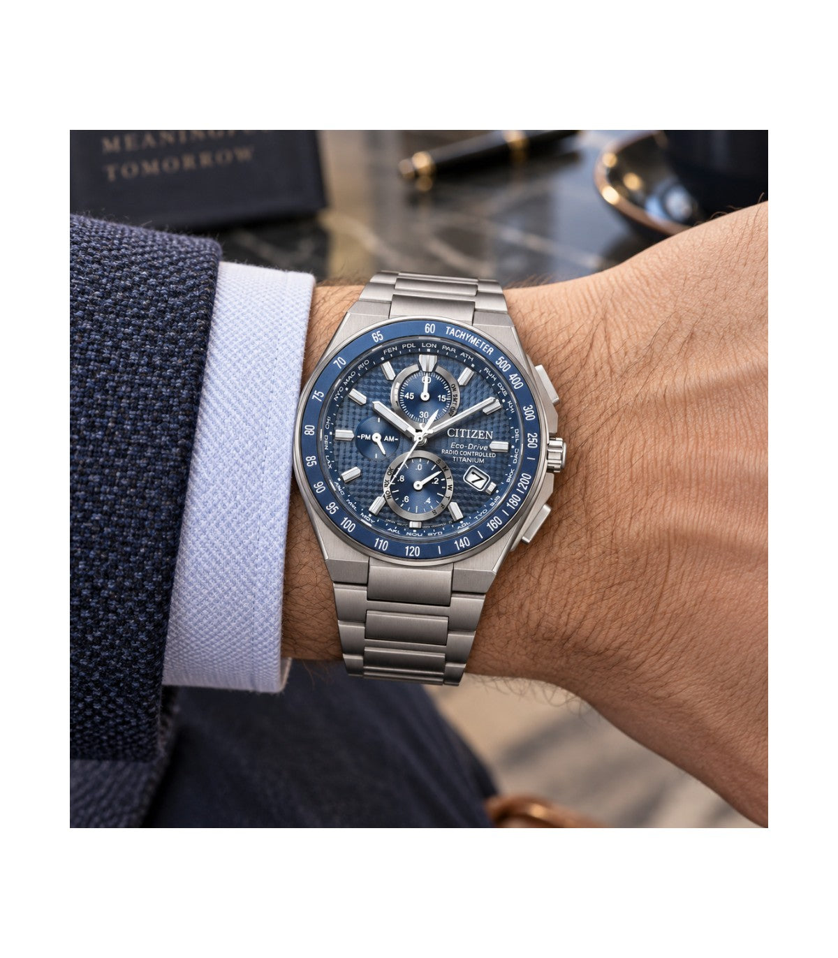 Orologio Citizen RADIOCONTROLLATO AT8 Super Titanio, quadrante BLU, 40.5mm - AT8396-59L