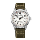 Orologio Citizen Aviator 3, collezione Ore Felici, quadrante bianco e cinturino in tessuto verde, Eco-Drive, 40mm - AW1870-08A