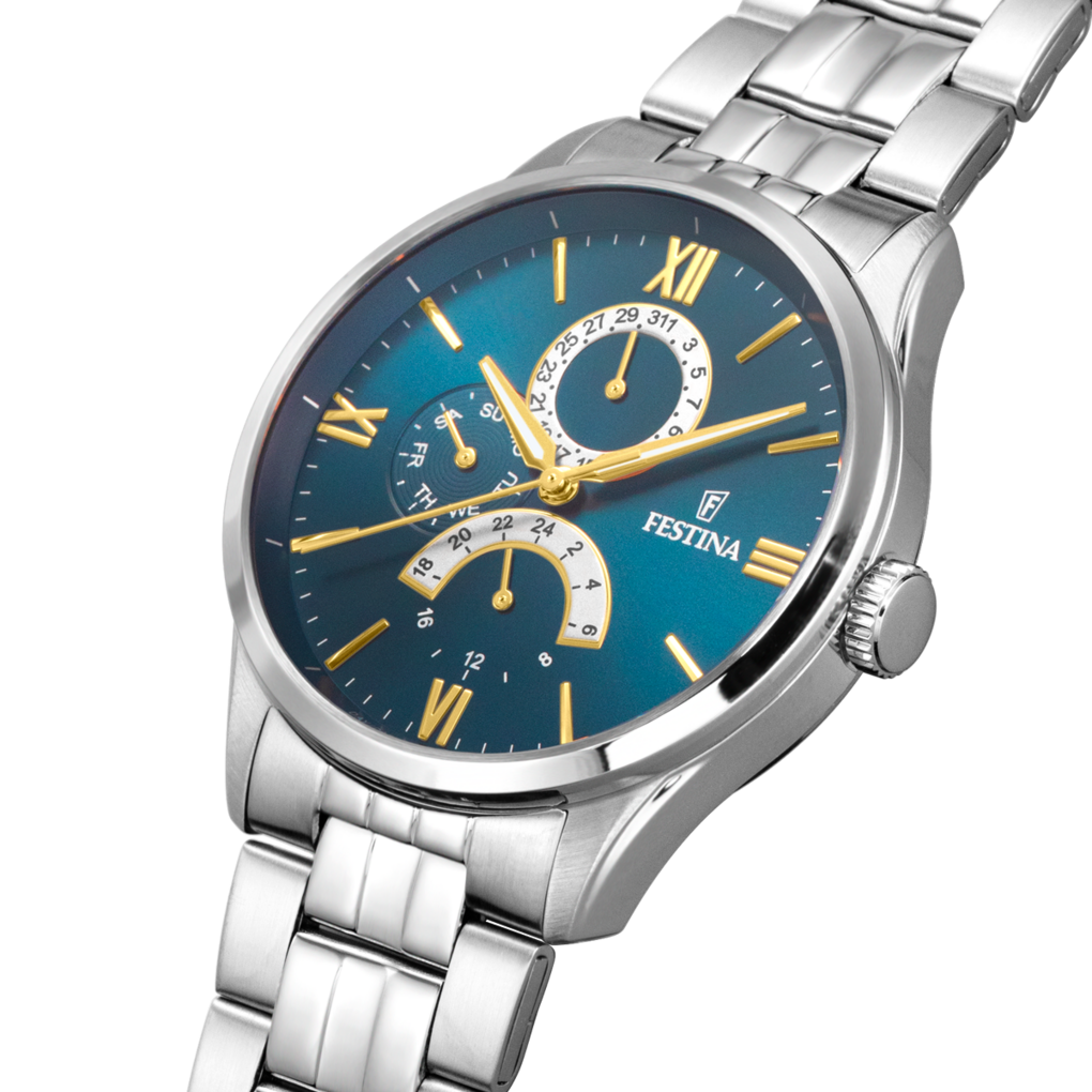 Orologio da uomo Festina Classics, quarzo quadrante azzurro, 43mm - F16822/A