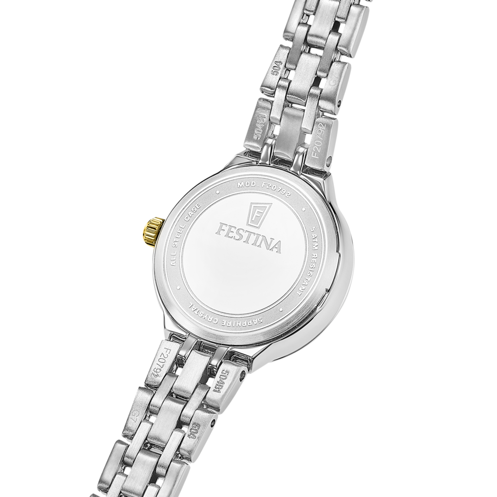 Orologio da donna Festina Mademoiselle, beige cinghia acciaio inossidabile, bracciale bicolor, quarzo quadrante madreperla, 28.5mm - F20792/1