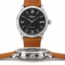 Orologio Altanus Prestige — Automatico con fondello a vista, quadrante nero e cinturino marrone — NOS, 41mm - 7938