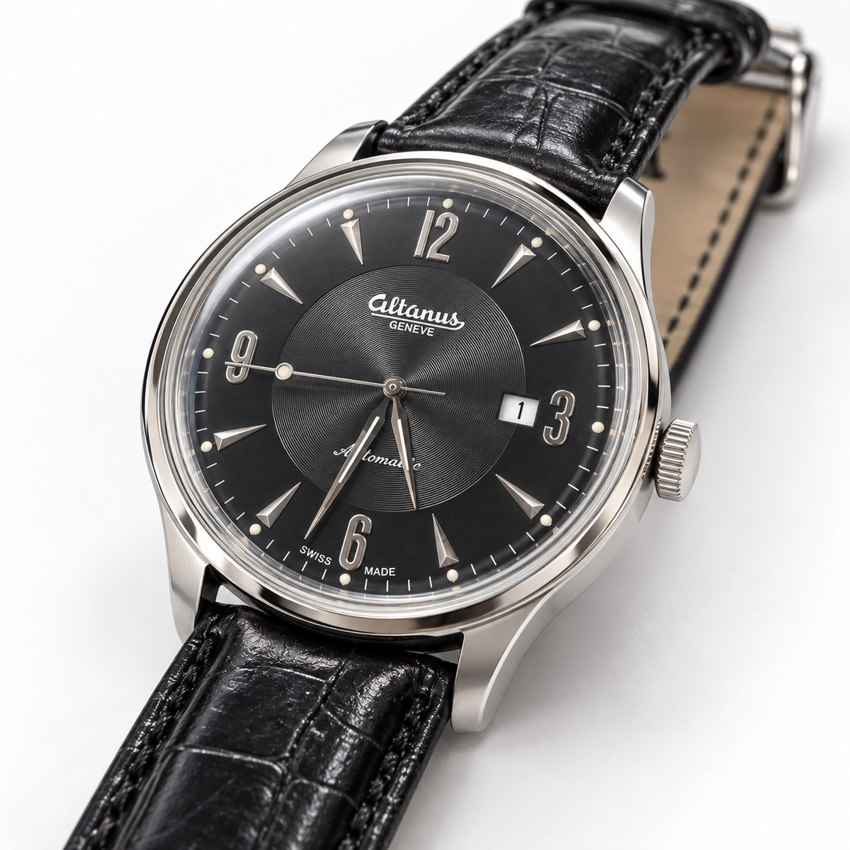 Orologio Altanus Genève , Vintage da uomo, automatico, total black, 40mm - 7932