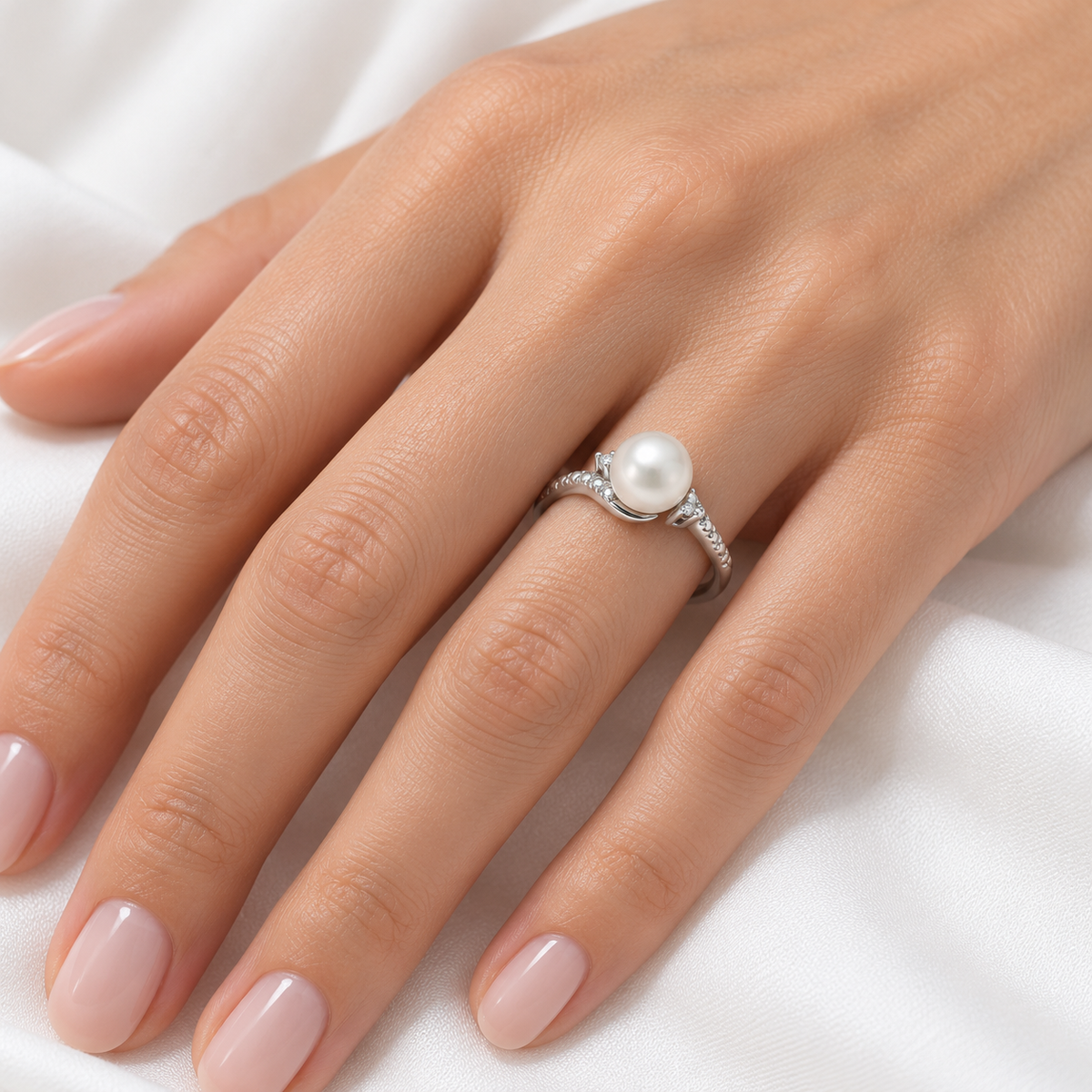Anillo Miluna en oro blanco de 18 quilates, diamantes y perla oriental - PLI1665