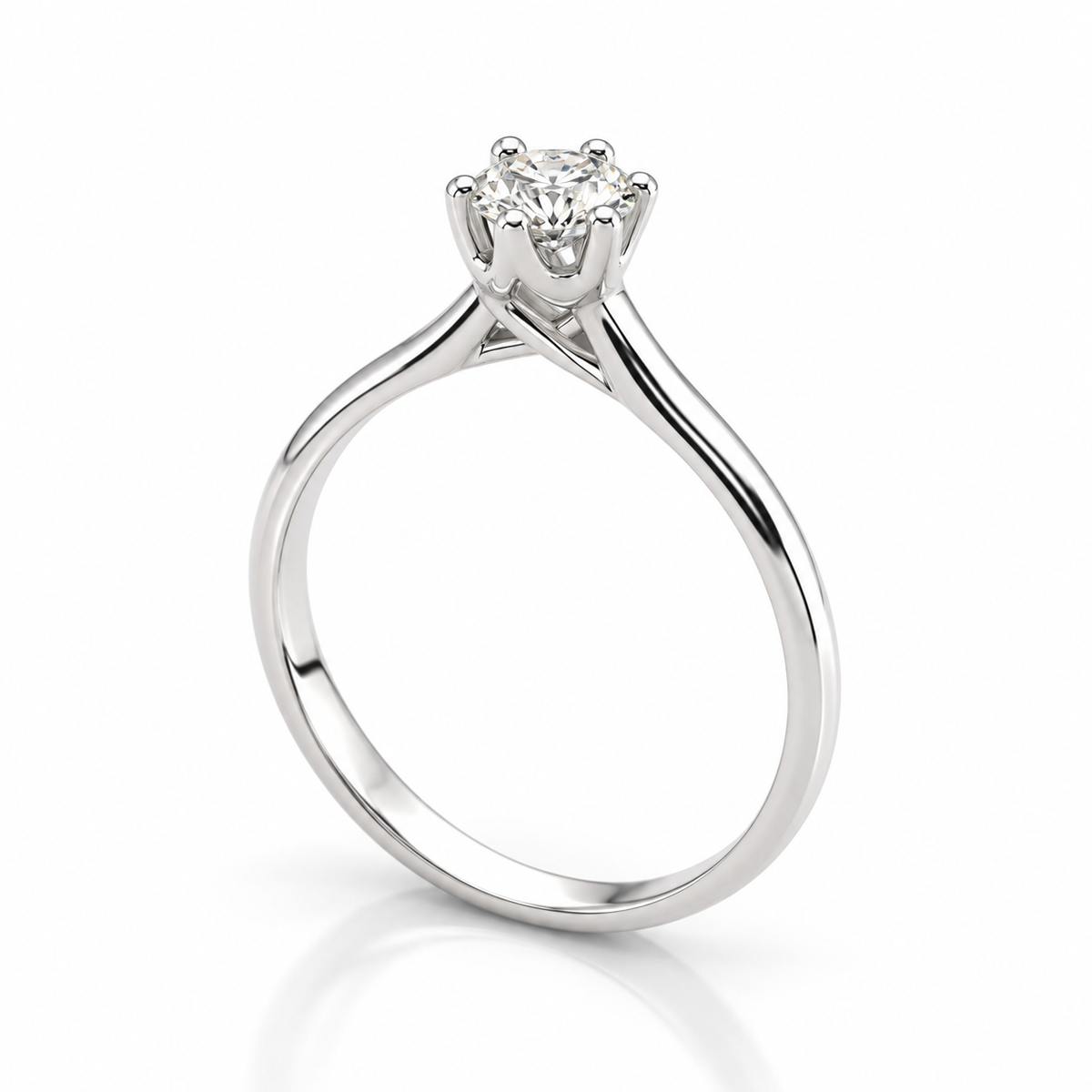 Giorgio Visconti Anello solitario in oro bianco 18 kt, montatura 6 griffes, con diamante ct 0,14 - AB16638C