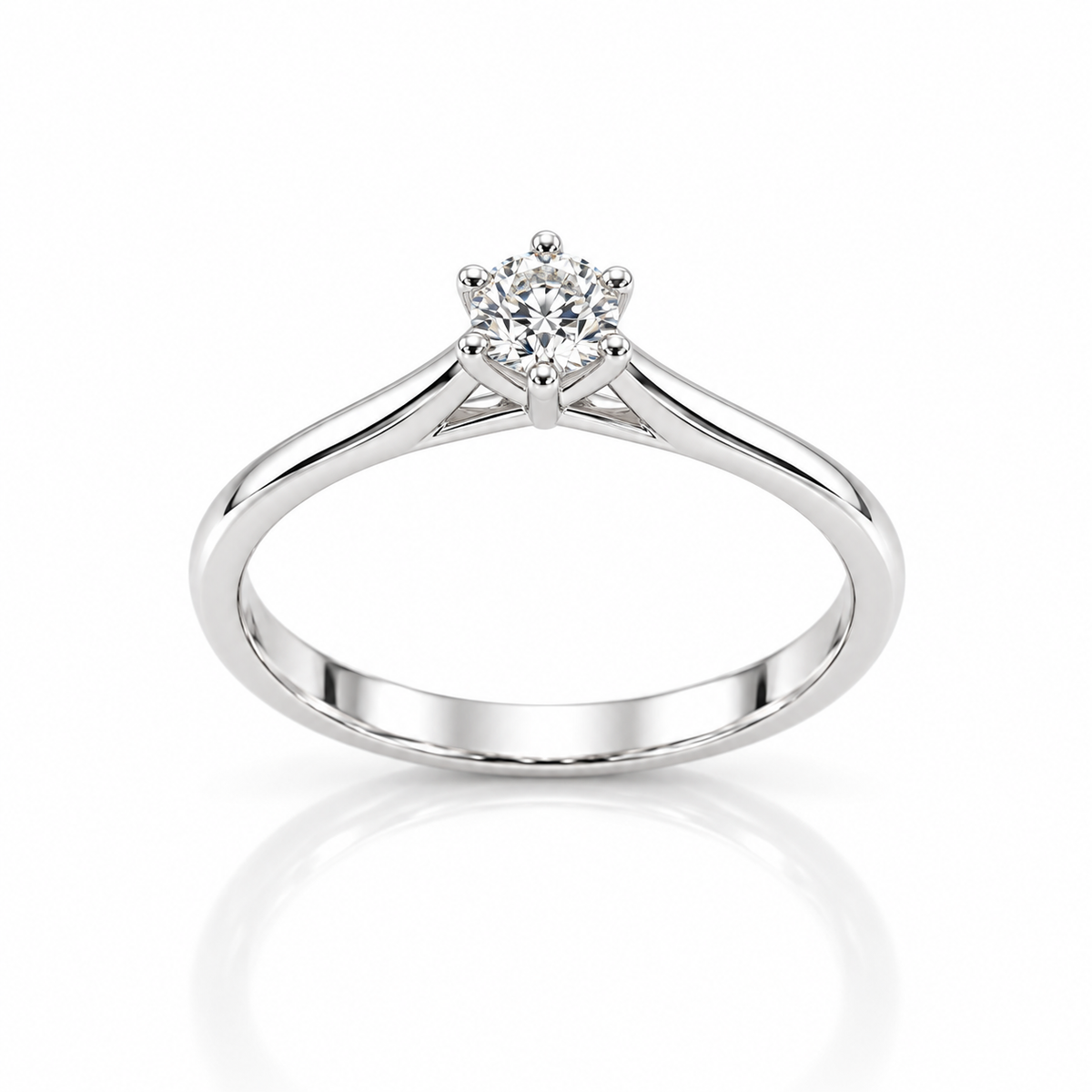 Giorgio Visconti Anello solitario in oro bianco 18 kt, montatura 6 griffes, con diamante ct 0,14 - AB16638C
