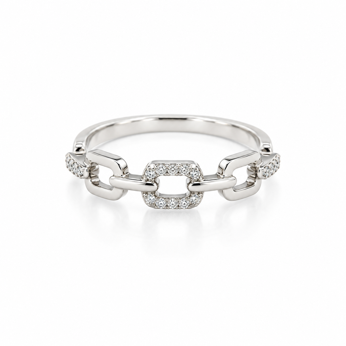Giorgio Visconti Anello a Catena in oro bianco 18 kt con diamanti naturali ct 0,08 - ABX17388