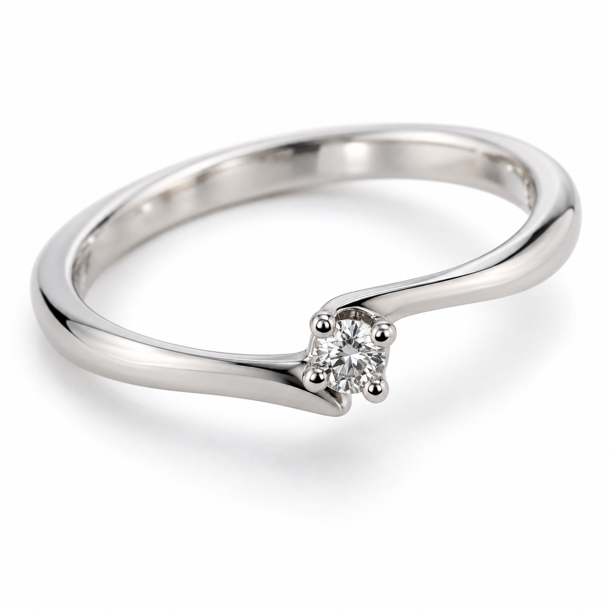 Giorgio Visconti Anello solitario contrarié in oro bianco 18 kt con diamante ct 0,11 - AB16604A