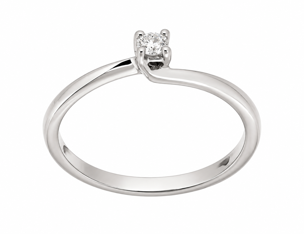 Giorgio Visconti Anello solitario in oro bianco 18 kt con diamante ct 0,12 - AB16260A