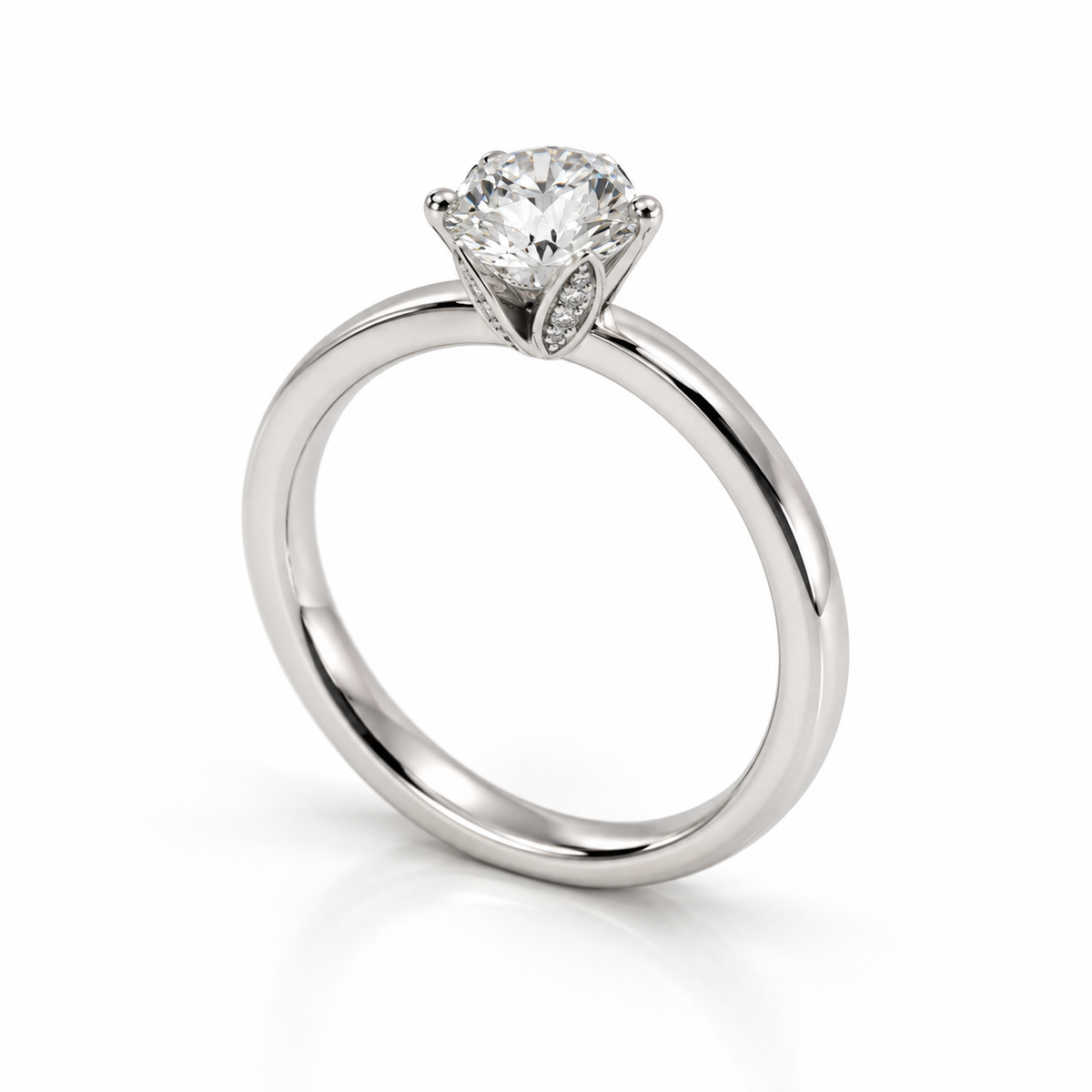 Giorgio Visconti Anello solitario in oro bianco 18 kt con diamante centrale ct 0,40 e diamanti laterali ct 0,05 - AB16612F