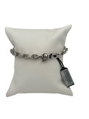 Bracciale Barakà in argento 925, maglie larghe a catena e diamante nero sulla chiusura - BR233052