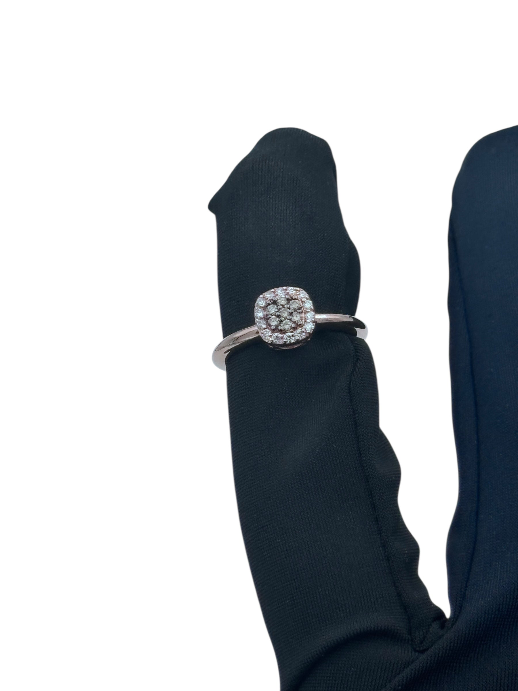 Diana - Anello in oro rosa 18kt e mosaico di diamanti brown, con giro di diamanti bianchi - AN DESIREE'