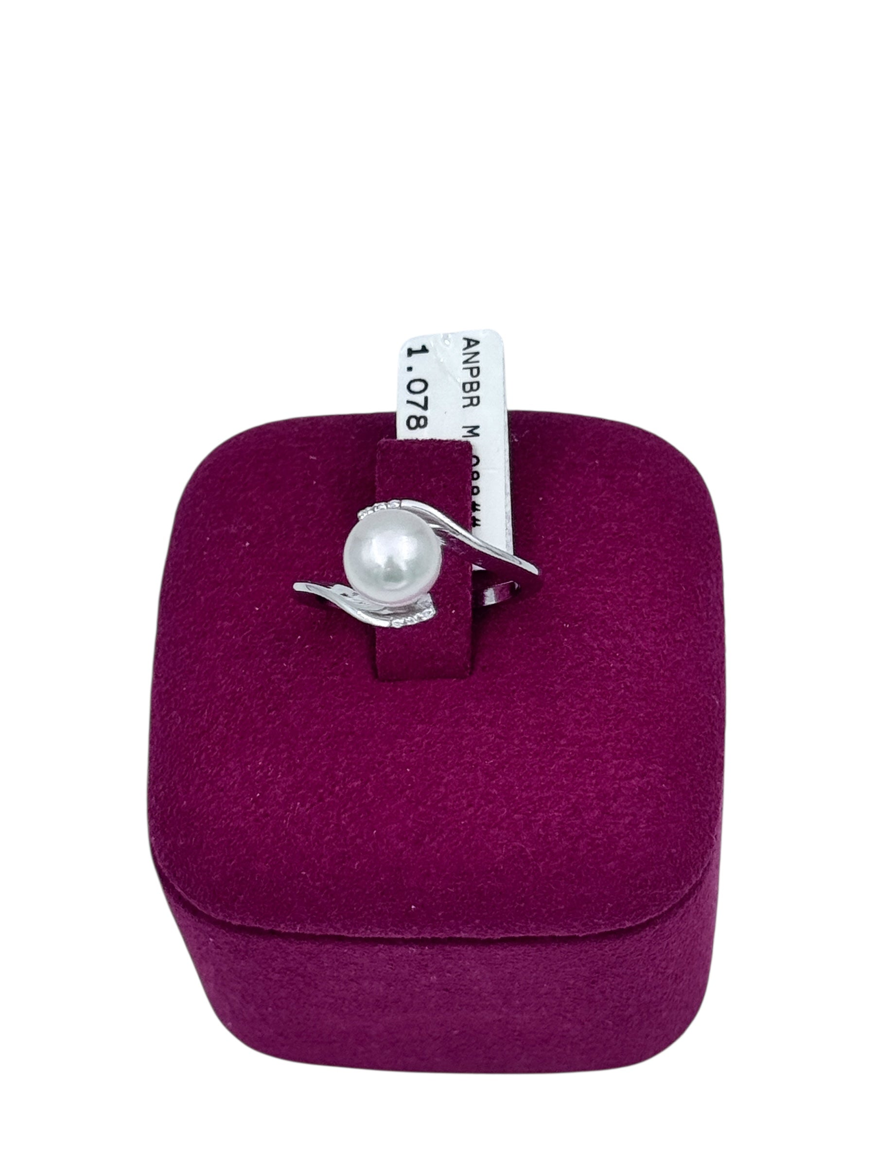 Diana - Anello in oro bianco 18kt, diamanti e perla giapponese - ANPBR M 088