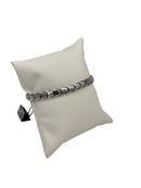 Bracciale Barakà in argento 925, maglia snake e diamante nero sulla chiusura - BR233002