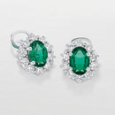 Orecchini Giorgio Visconti in oro bianco 18kt e giro di diamanti con smeraldo centrale, 0.76ct di smeraldo - BB34586AS