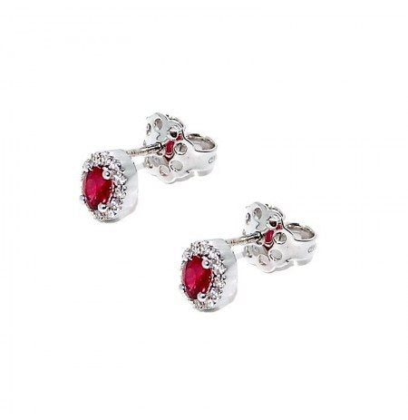 Orecchini Giorgio Visconti rubini, in oro bianco 18kt e giro di diamanti, 0.54ct di rubini - BB37759R