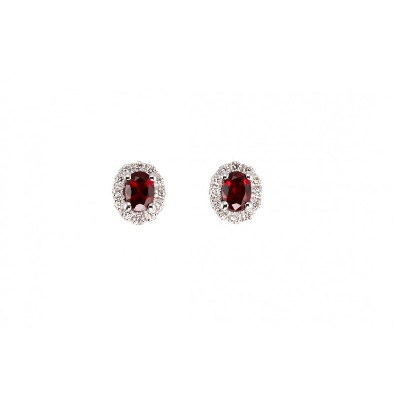Orecchini Giorgio Visconti rubini, in oro bianco 18kt e giro di diamanti, 0.54ct di rubini - BB37759R