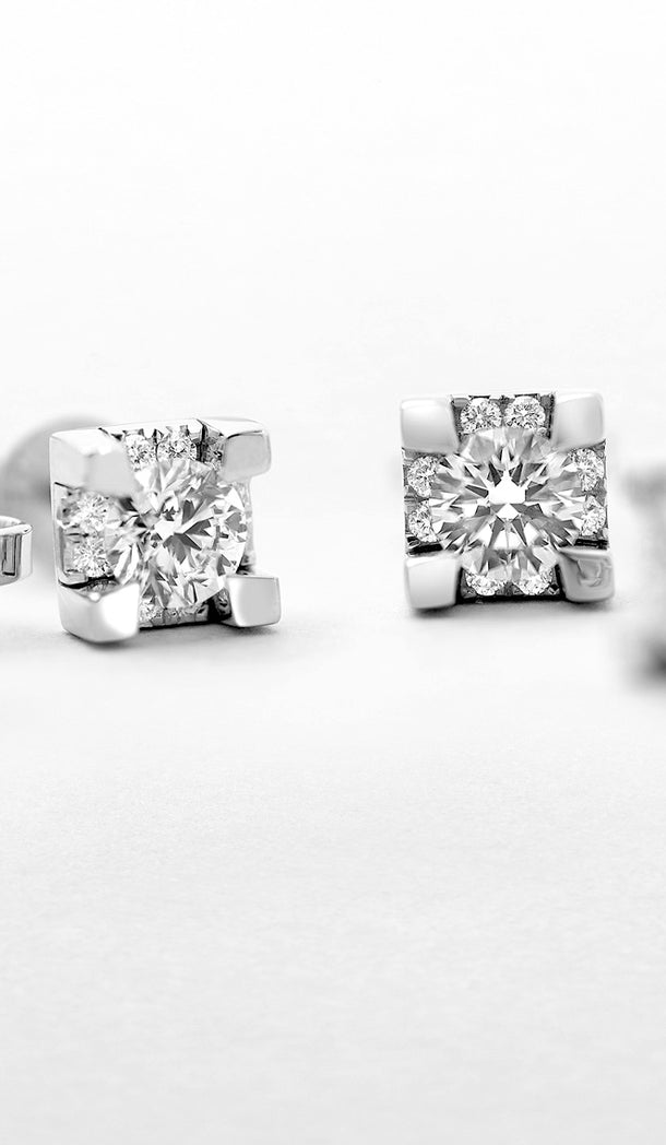 Orecchini punto luce Giorgio Visconti oro bianco 18 kt e diamanti, 0.49ct - BB39400C