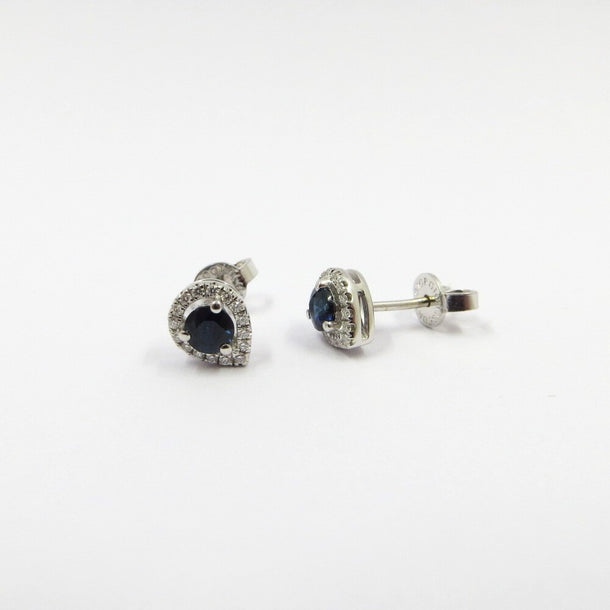 Orecchini Giorgio Visconti in oro bianco 18kt, con giro di diamanti e zaffiri centrali, 0.50ct di zaffiri - BBX39195Z