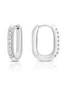 Orecchini ovali a cerchio Giorgio Visconti in oro bianco 18kt e diamanti, 0.18ct - BBX40042