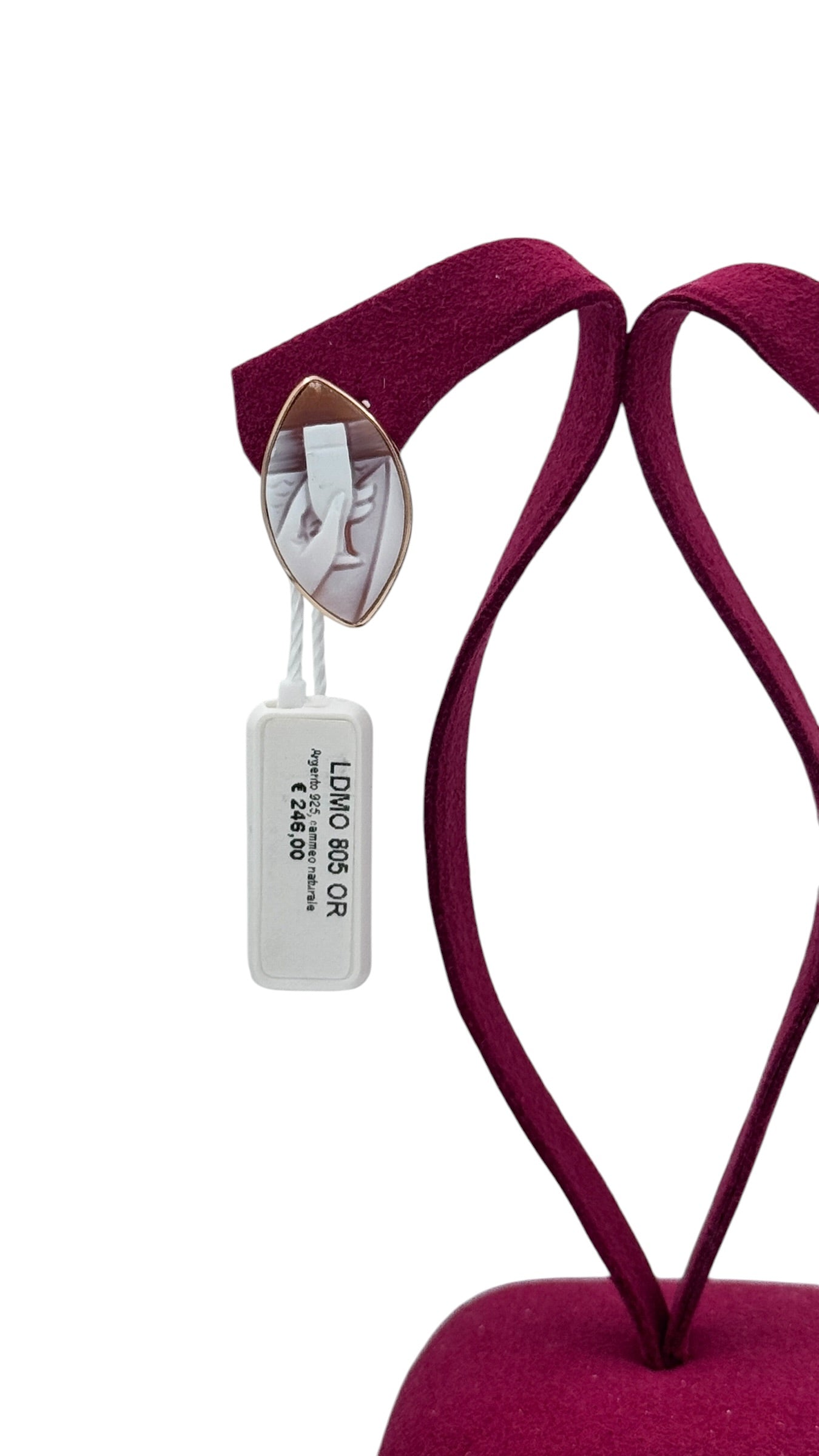 LUCEDEIMIEIOCCHI Monorecchino ovale cammeo naturale in argento dorato e calice di vino - LDMO 805 OR