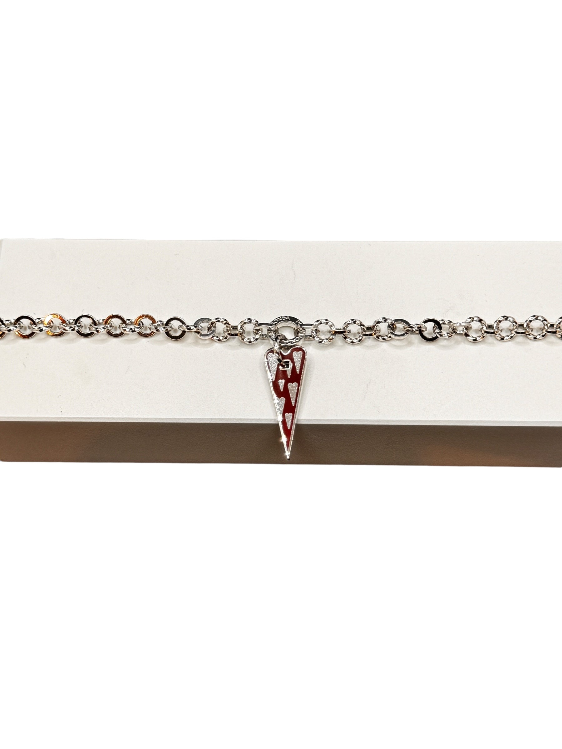 Bracciale Pianegonda in argento, con pendente cuore in argento e smalto rosso - BA010845