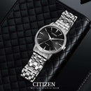 Citizen Classic, Happy Hours-Kollektion, schwarzes Zifferblatt, 40 mm – BM7460-88E