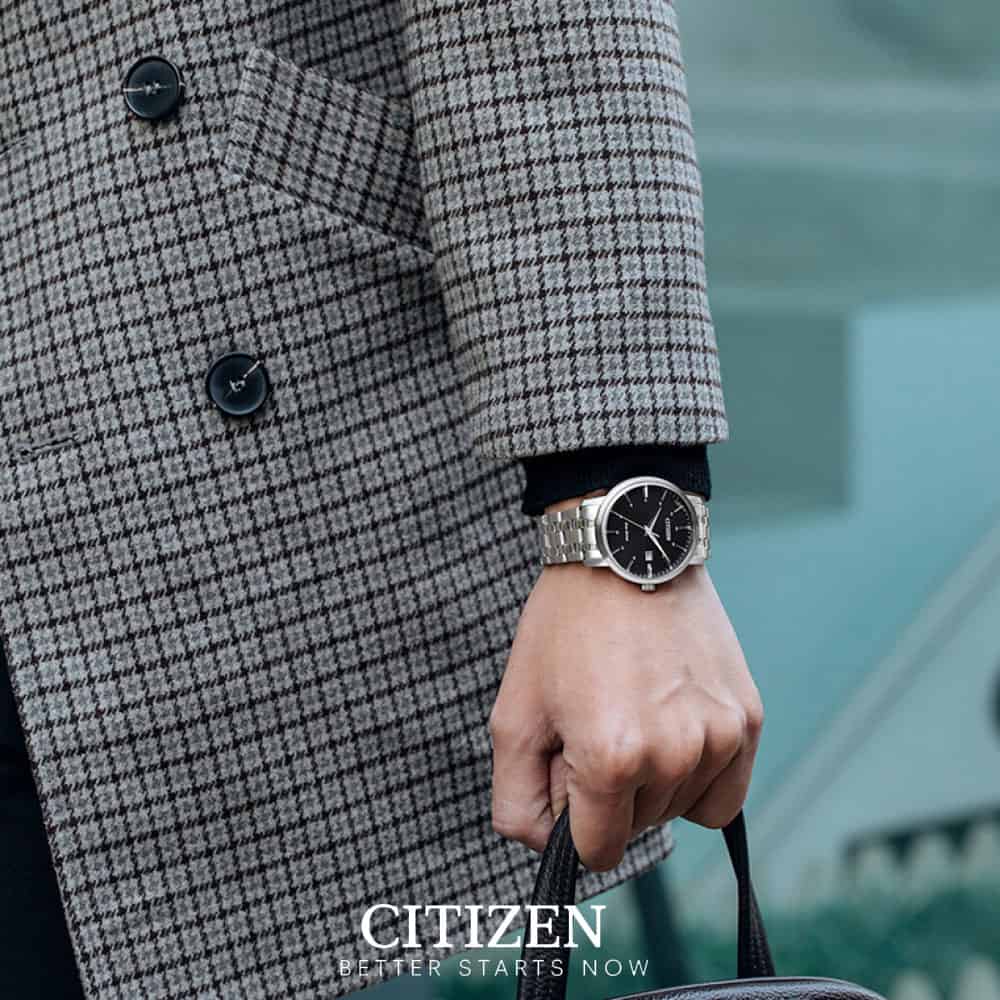Citizen Classic, Happy Hours-Kollektion, schwarzes Zifferblatt, 40 mm – BM7460-88E