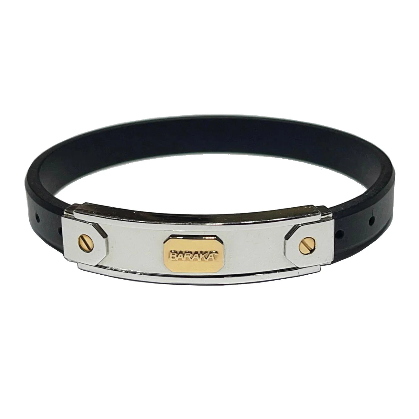 Bracciale Baraka da uomo in caucciu', oro bianco e oro rosa 18kt - BR21047