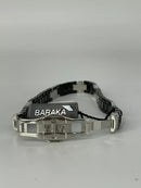 Bracciale Baraka' Collezione "Kabala" in ceramica nera, acciaio, dettagli oro rosa 18kt e  diamante centrale - BR214203