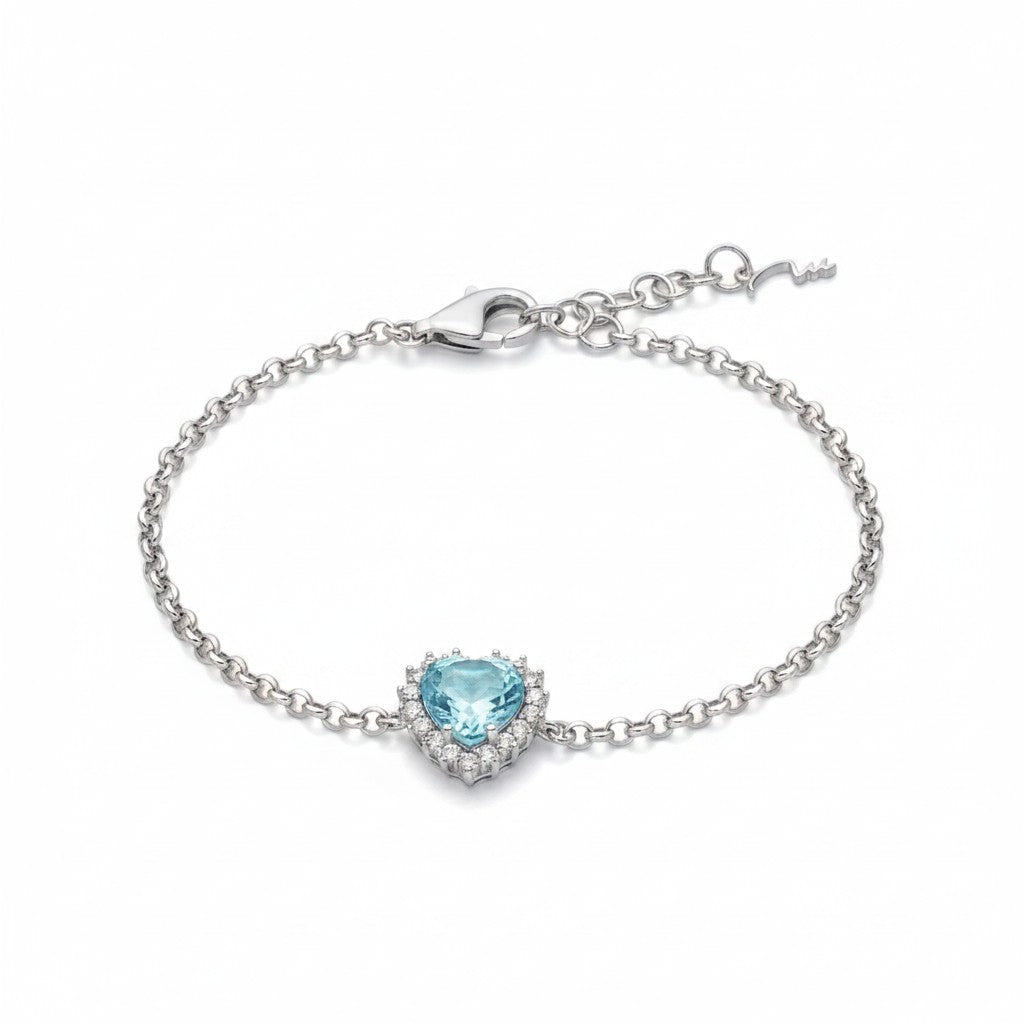 Bracciale Miluna con Gemma del Cielo a cuore medio e topazi bianchi in argento - BRD1102