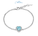 Bracciale Miluna con Gemma del Cielo a cuore medio e topazi bianchi in argento - BRD1102