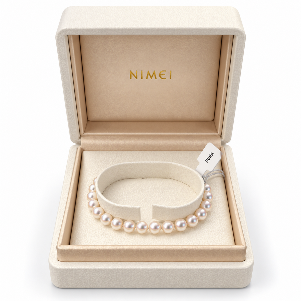Nimei Bracciale di perle Akoya giapponesi Pura Special Selection 6-6,5 mm con chiusura in oro bianco 18 kt - 1NPS665_17NL573