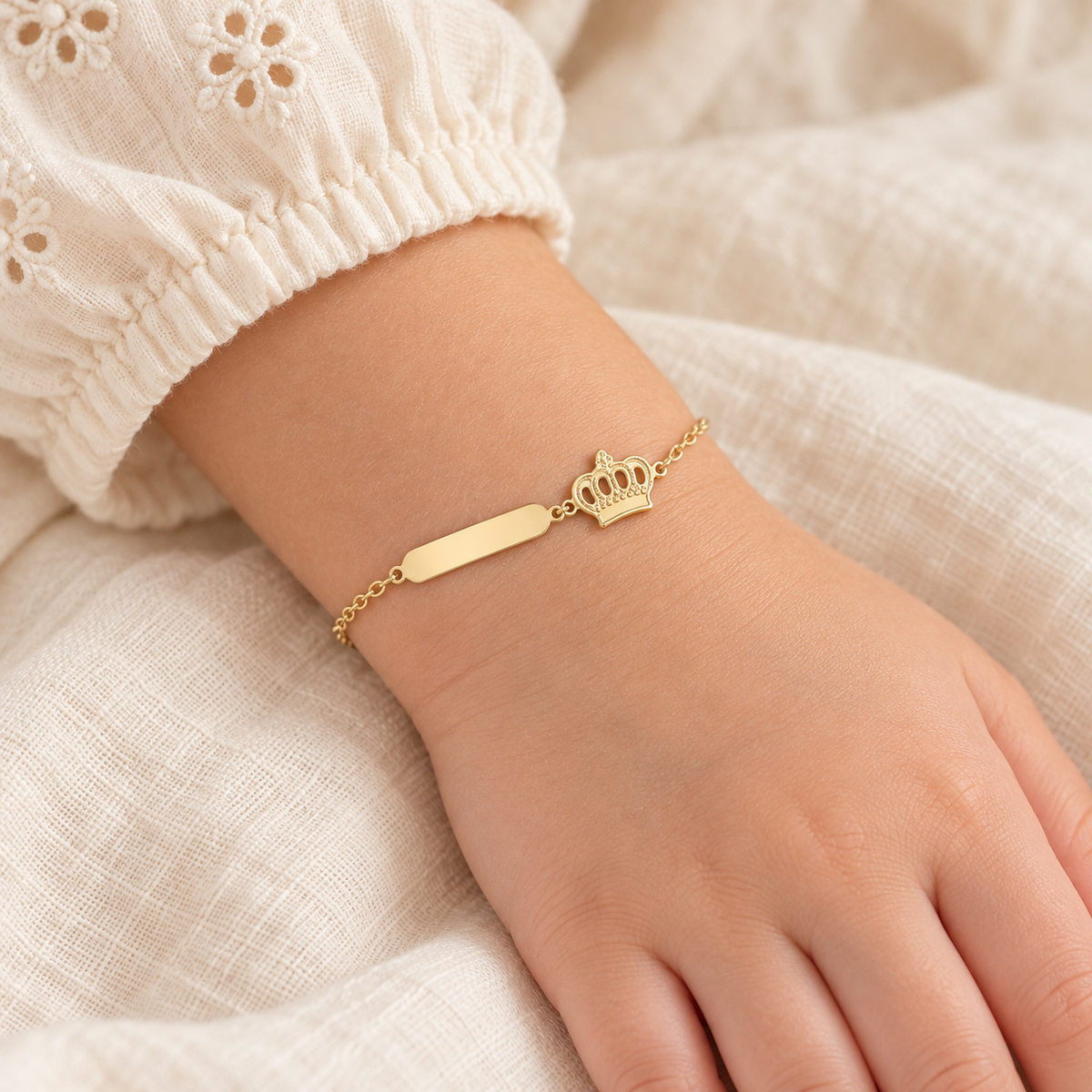 BRACELET ROBERTO GIANNOTTI or 9KT enfant avec plaque et ourson - NKT482