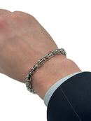 Bracciale Barakà in argento 925, maglia a catena, con diamante nero sulla chiusura - BR233022