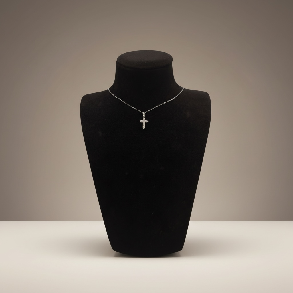 Collana Zancan con croce da uomo in oro bianco 18kt e diamanti, 0.25ct - EC913B