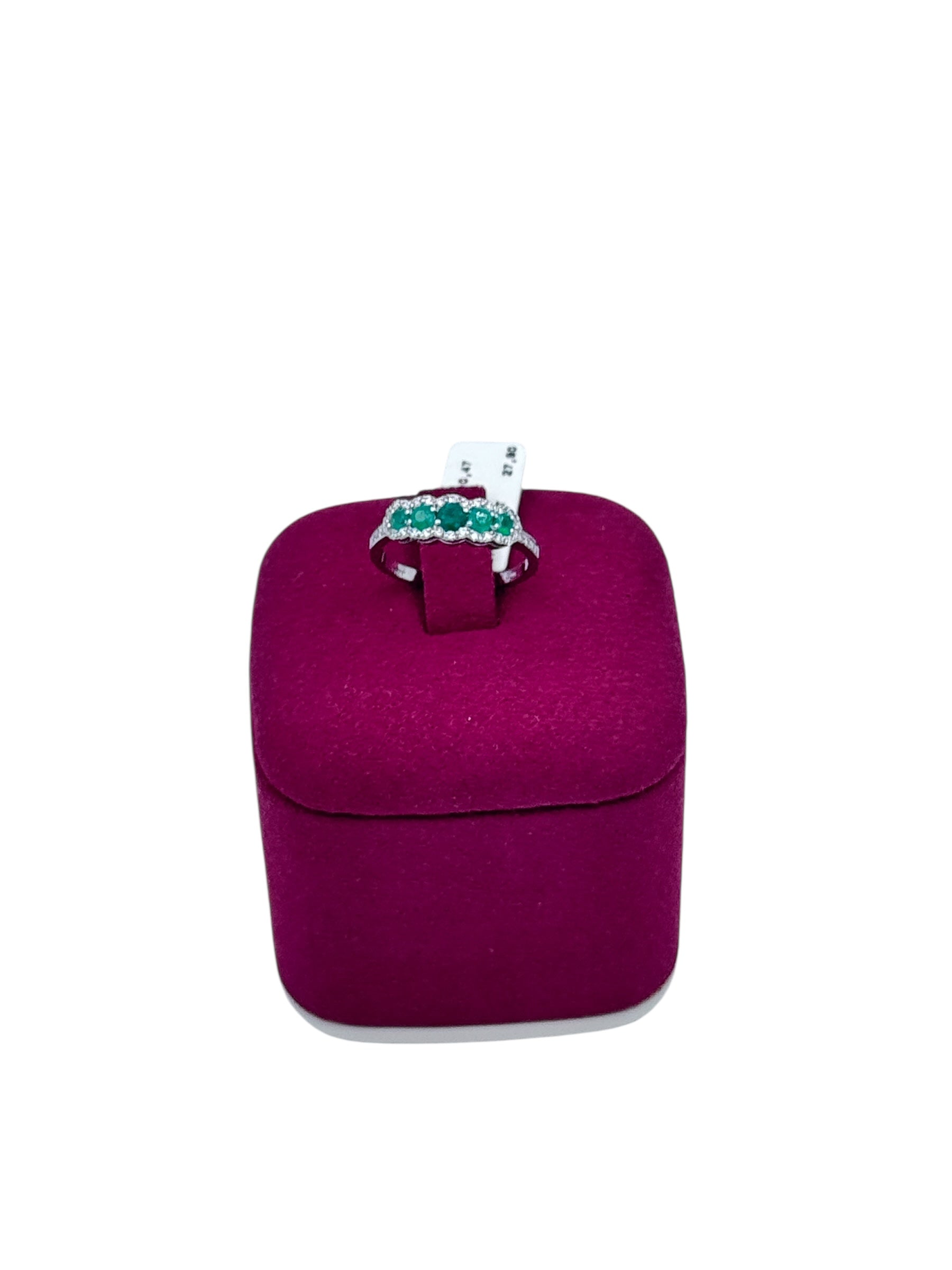 Diana - Veretta in oro bianco 18kt, diamanti e 5 smeraldi - AN D. 191 SM