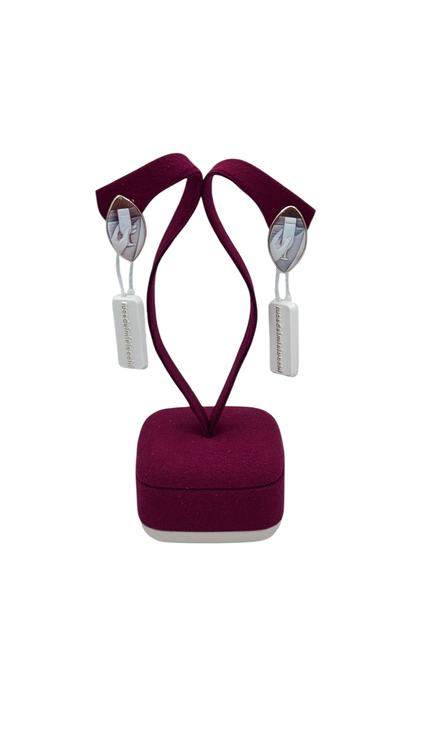 LUCEDEIMIEIOCCHI Monorecchino ovale cammeo naturale in argento dorato e calice di vino - LDMO 805 OR