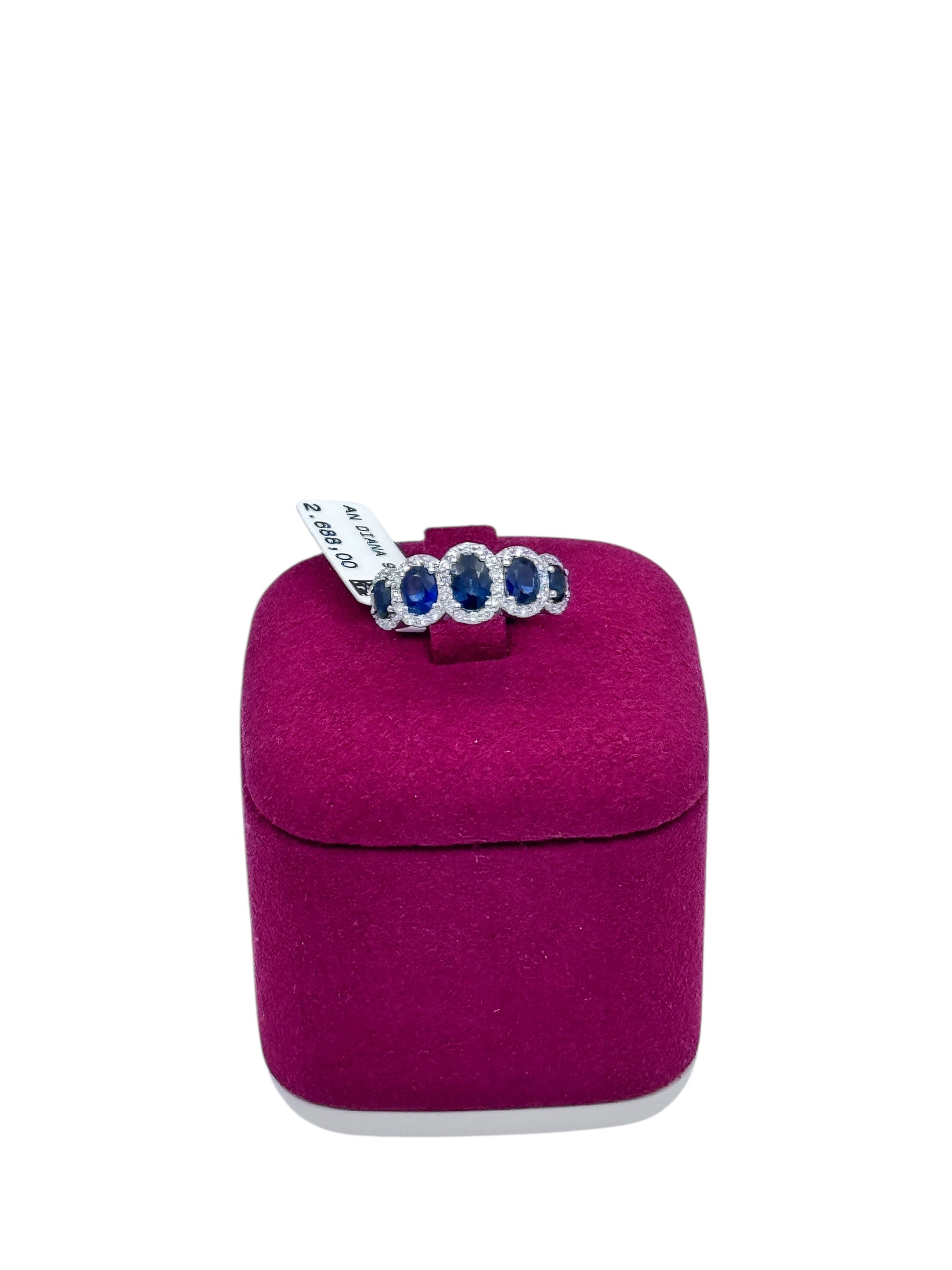 Diana - Veretta in oro bianco 18kt, diamanti e 5 zaffiri - AN D. 90-5B ZA