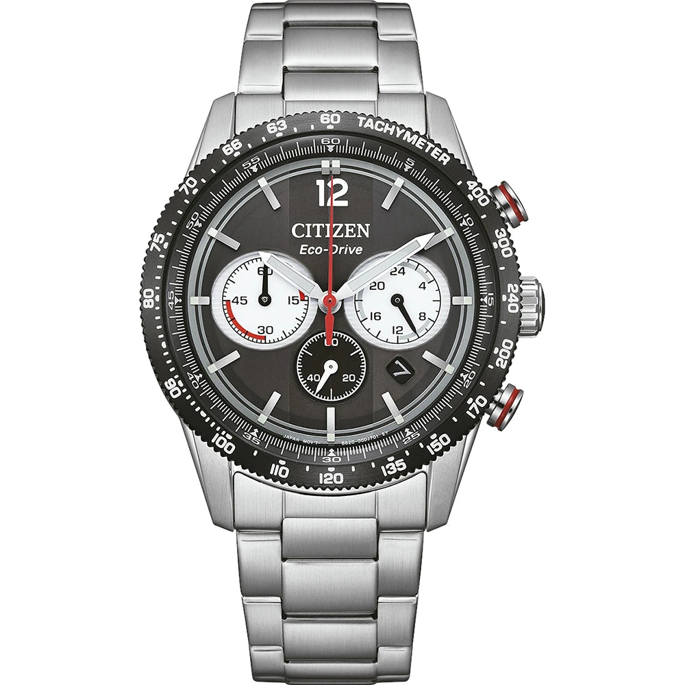 Orologio Citizen Racing Crono, Eco-Drive e tachimetro, quadrante nero, 39mm - CA4714-55E