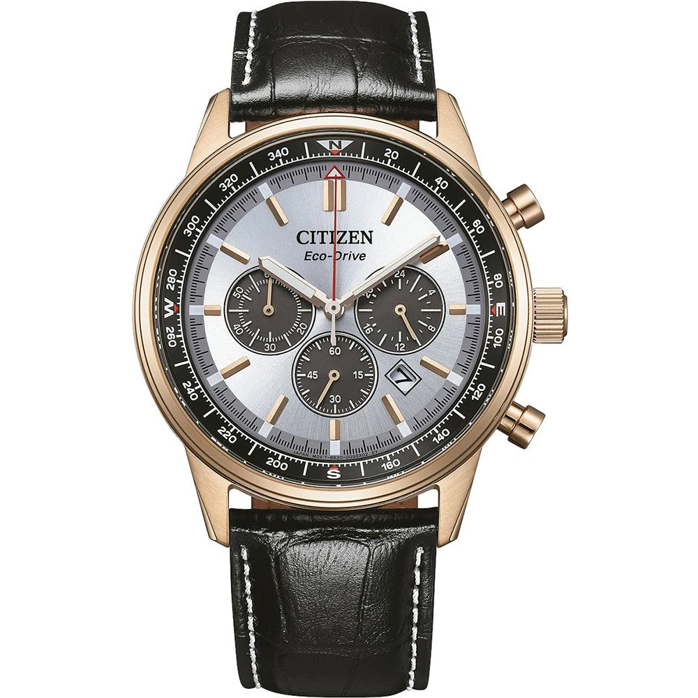 Orologio Citizen, Collezione Ore Felici Aviator, Eco-Drive Crono, quadrante silver, 42mm - CA4723-03A