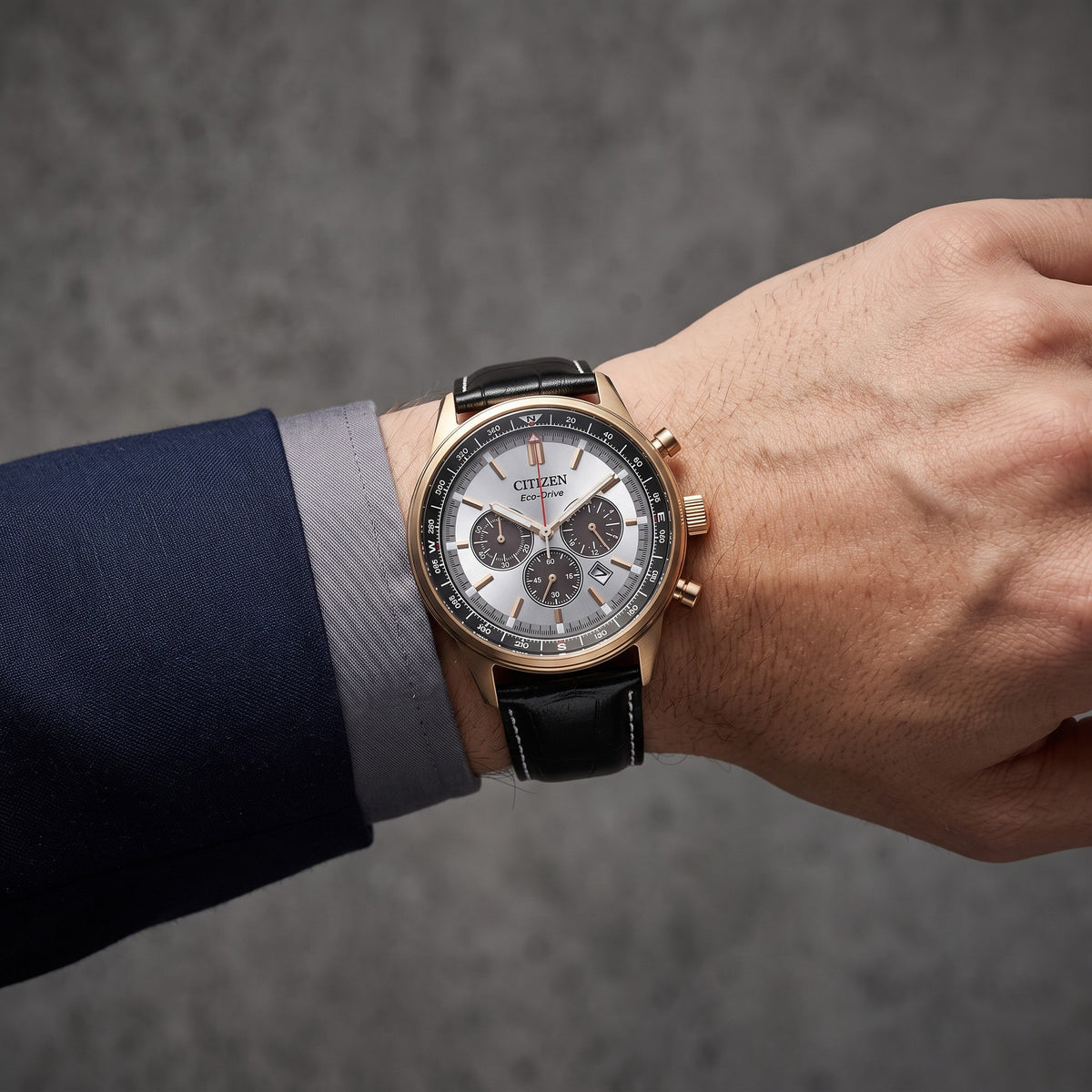 Orologio Citizen, Collezione Ore Felici Aviator, Eco-Drive Crono, quadrante silver, 42mm - CA4723-03A