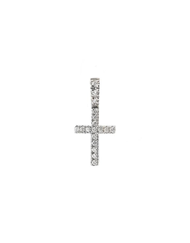 Ciondolo oro bianco croce e diamanti, 0.13ct - CB37877