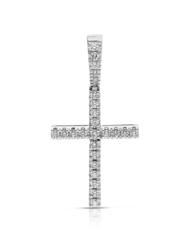 Ciondolo croce oro bianco e diamanti, 0.20ct - CB37878