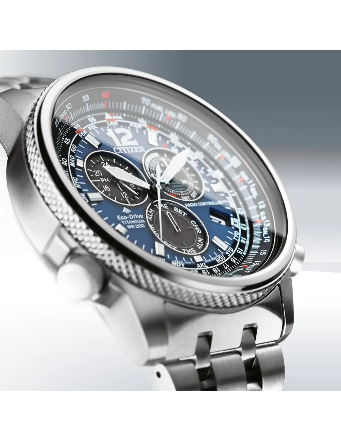 Orologio Citizen Crono Pilot Super Titanio, Radiocontrollato, 45mm - CB5850-80L