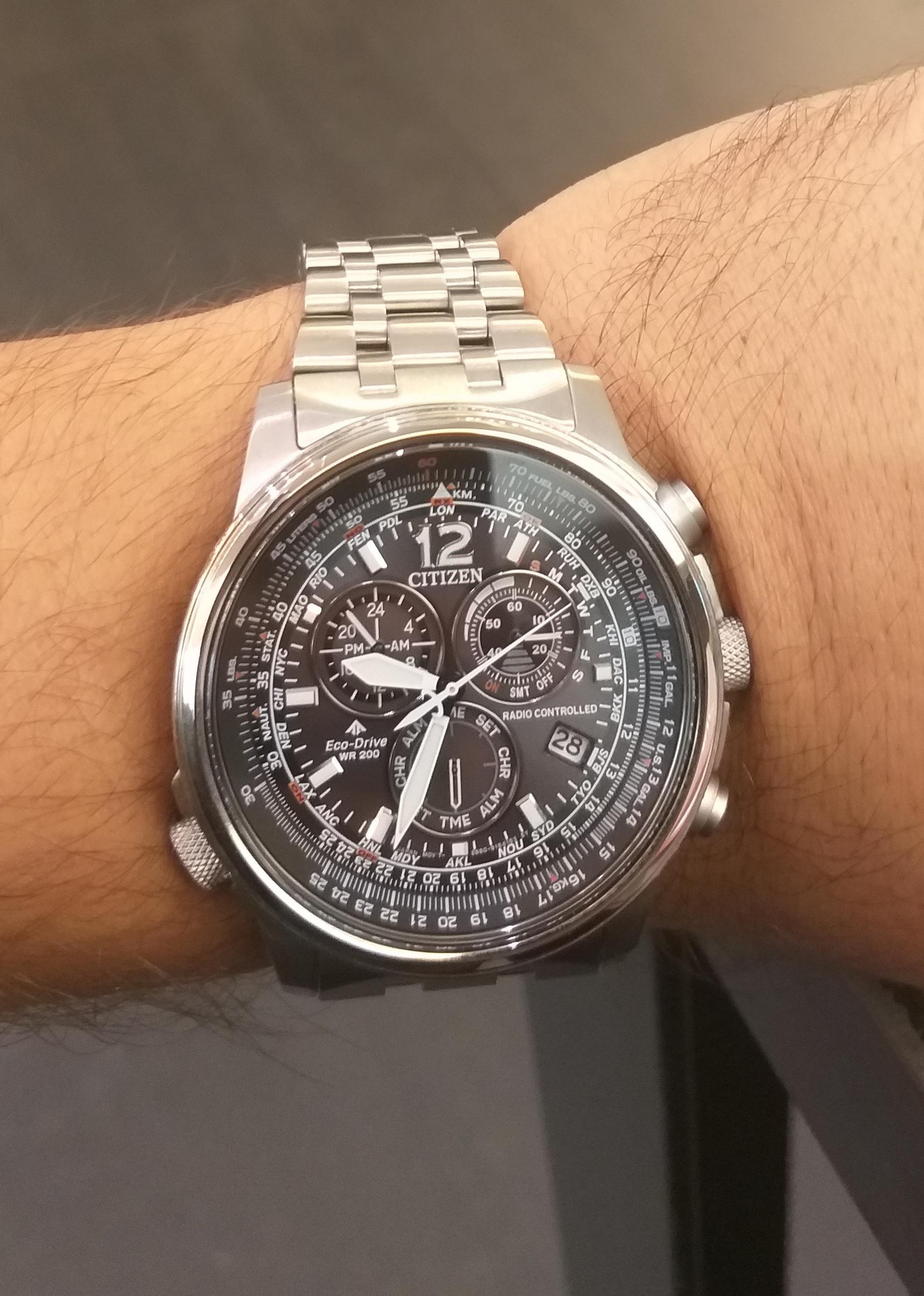 Orologio Citizen Crono Pilot Acciaio, radiocontrollato, 45mm - CB5860-86E