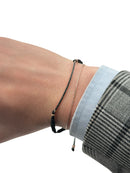Bracciale Buonocore in caucciù con piastrina in oro rosa 18kt e diamanti neri - 1706B01NP