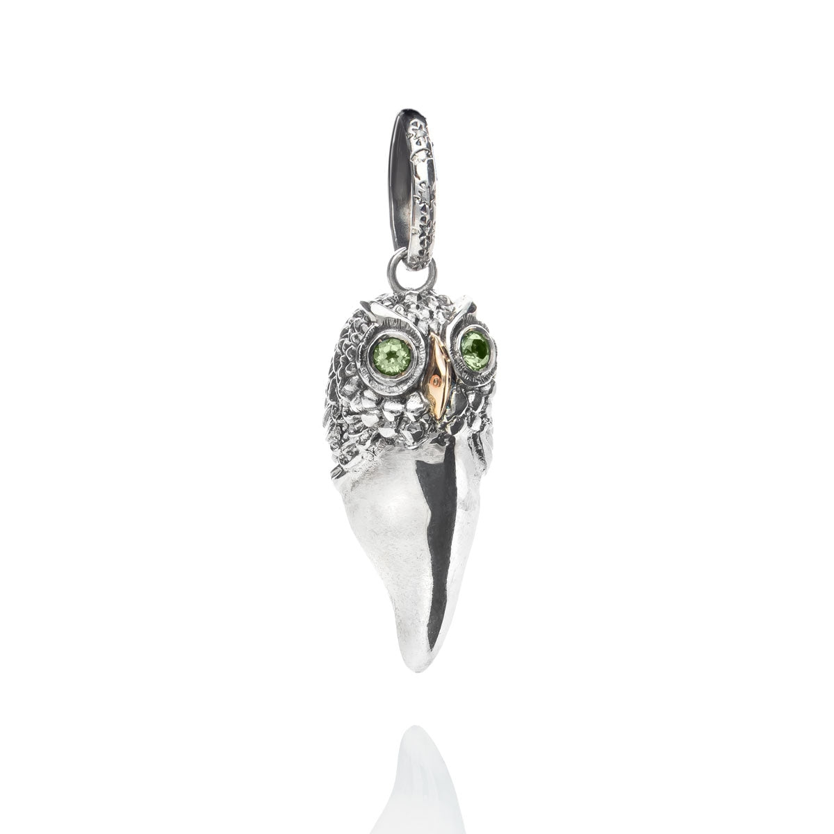 Ciondolo De Nobili Civetta corno piccolo, occhi con quarzo verde - CI825-Ver