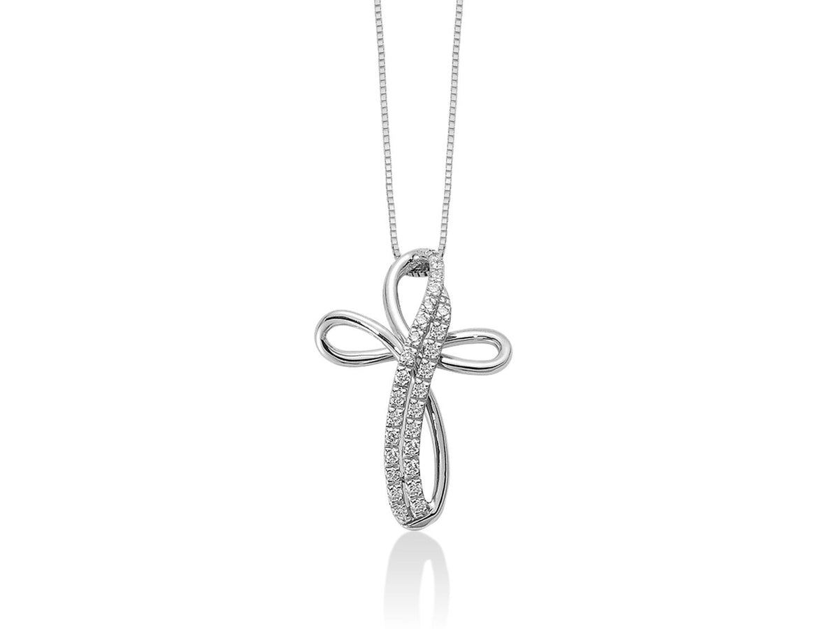 Gargantilla Miluna cruz en oro blanco 18kt y diamantes - CLD2259V