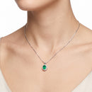 Collana Miluna con smeraldo ovale e contorno di diamanti in oro bianco 18kt - CLD4094