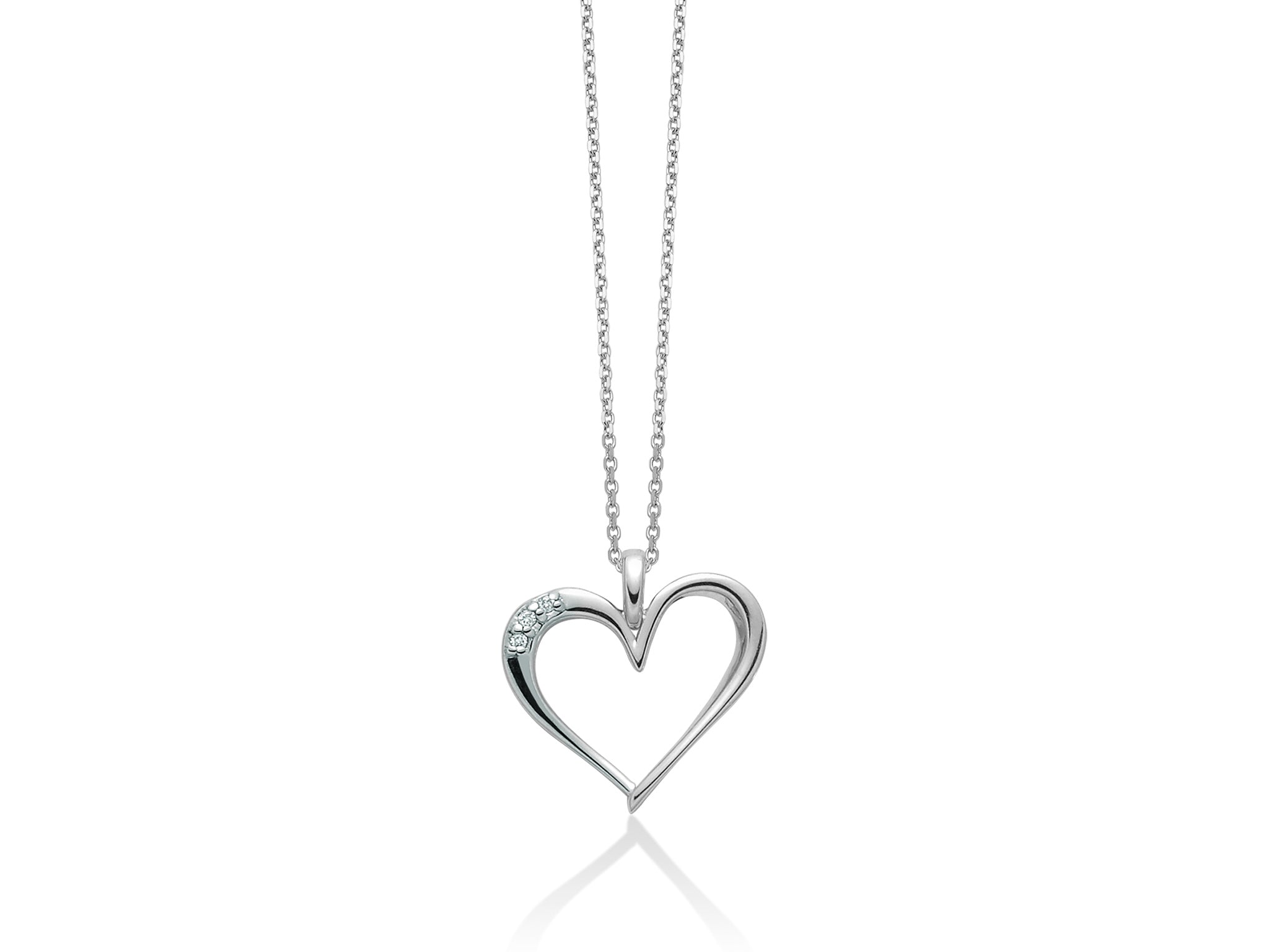 Collana in oro bianco e diamanti con cuore pendente - CLD4218